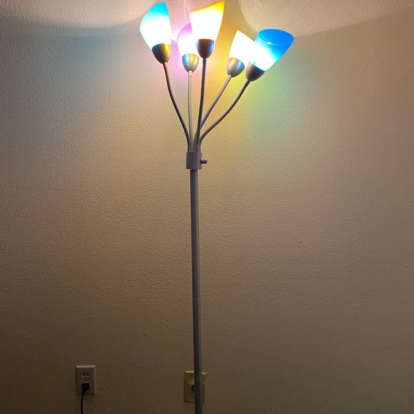 Multi Head Floor Lamp With Color Shades. - Picture 1 of 3